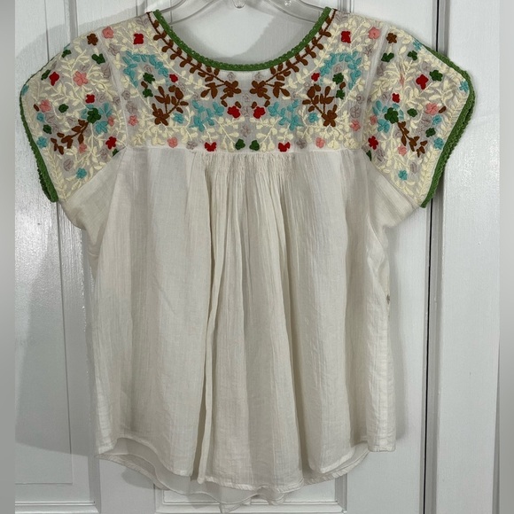 Hazel Anthropologie Boho Women’s Floral Embroidered Blouse Small Cottagecore - Picture 5 of 12